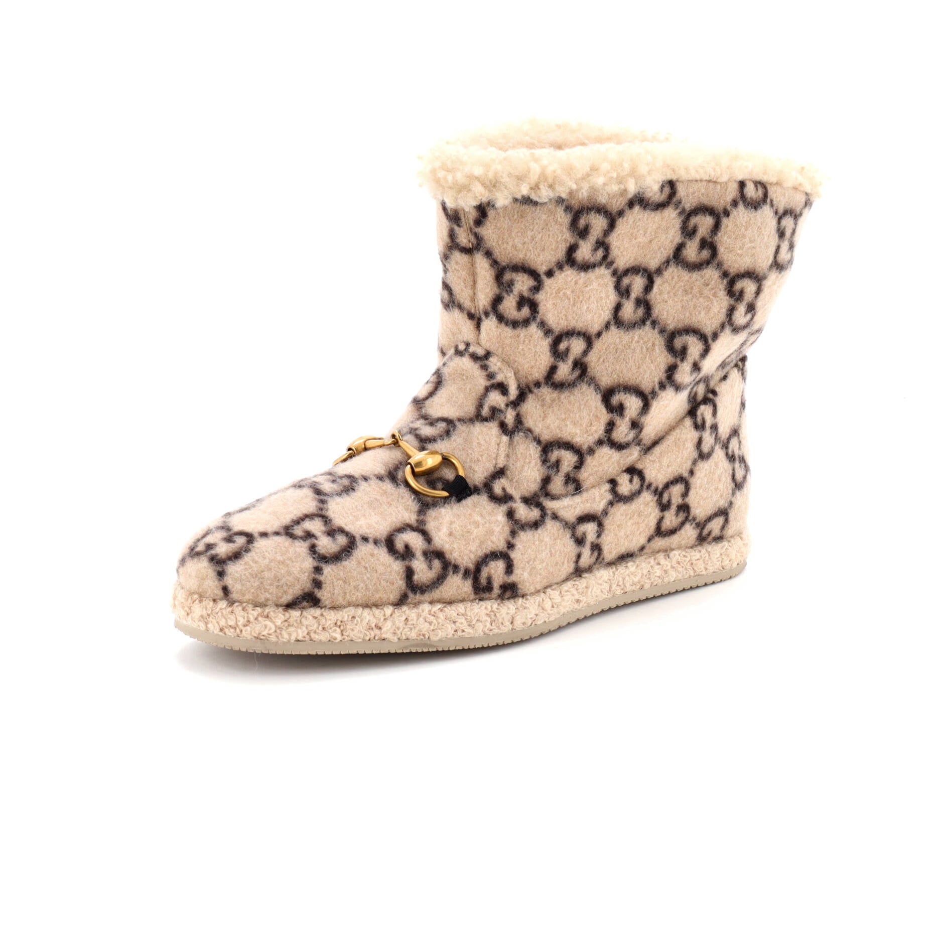 Men's Fria Horsebit Ankle Boots GG Wool and Shearling