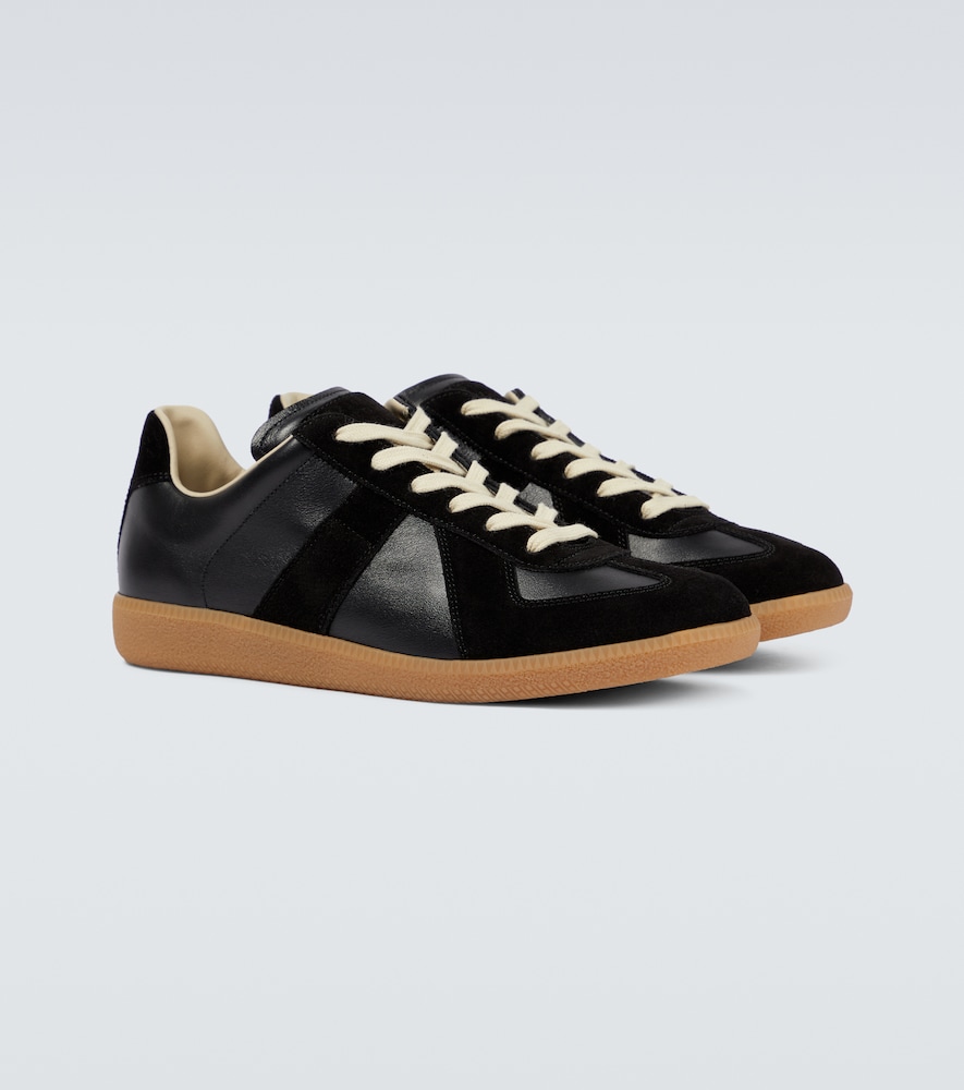 Replica leather and suede sneakers