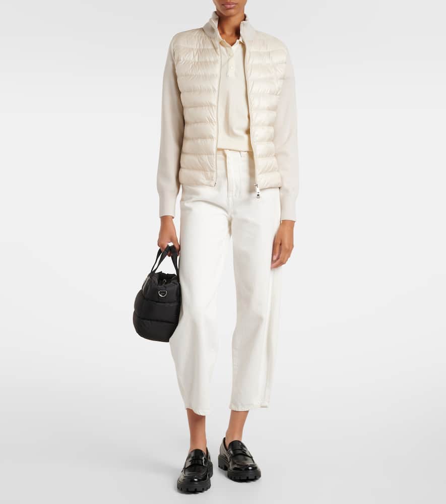 Down-paneled virgin wool cardigan