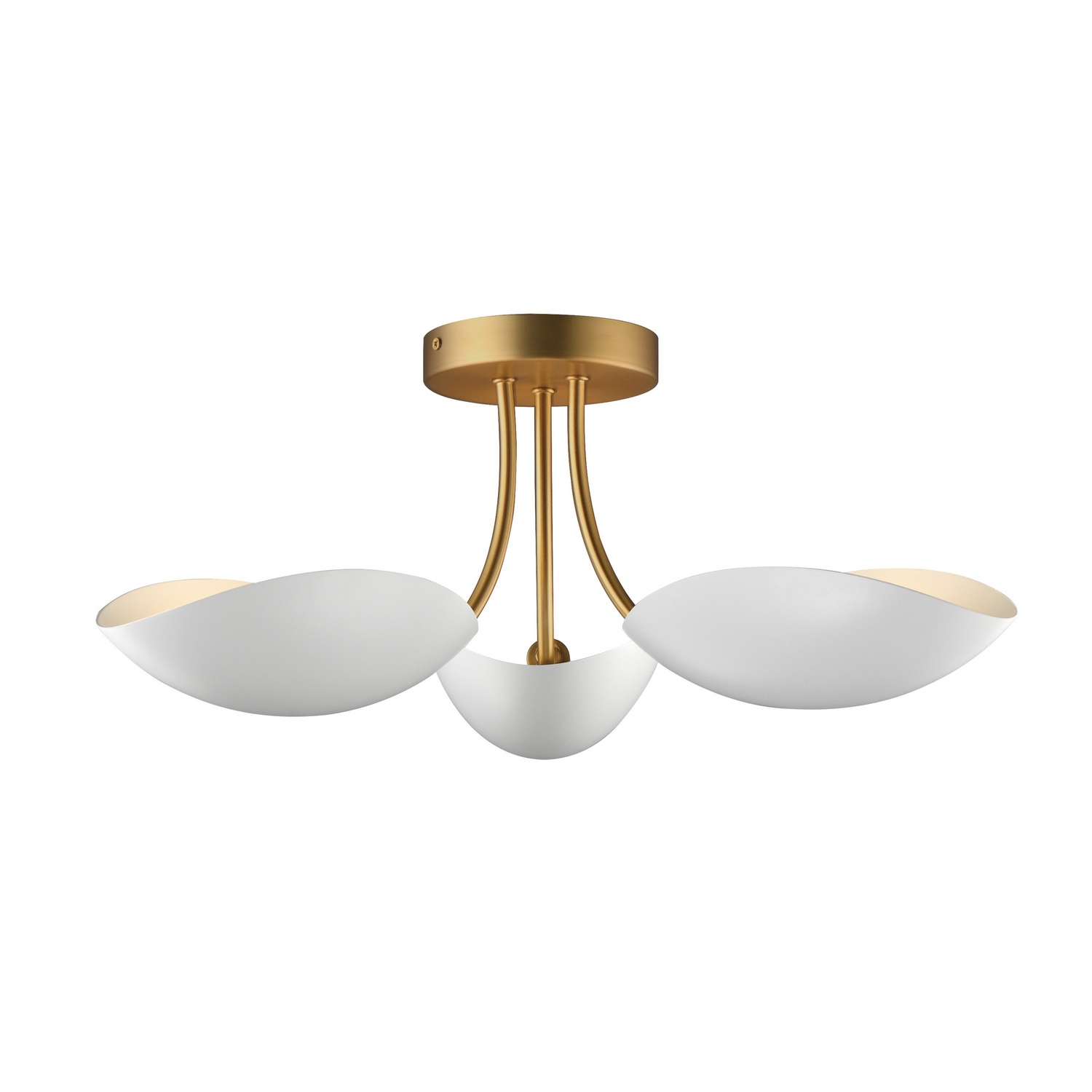White Natural Aged Brass Semi Flush Mount from the Maris Collection