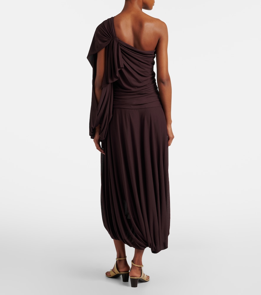 Gabri draped one-shoulder jersey midi dress