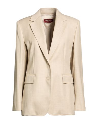 Woman Blazer Beige Size 10 Virgin Wool, Viscose, Linen