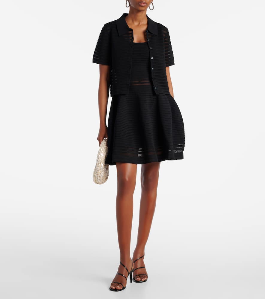 Lottie ribbed-knit sheer minidress