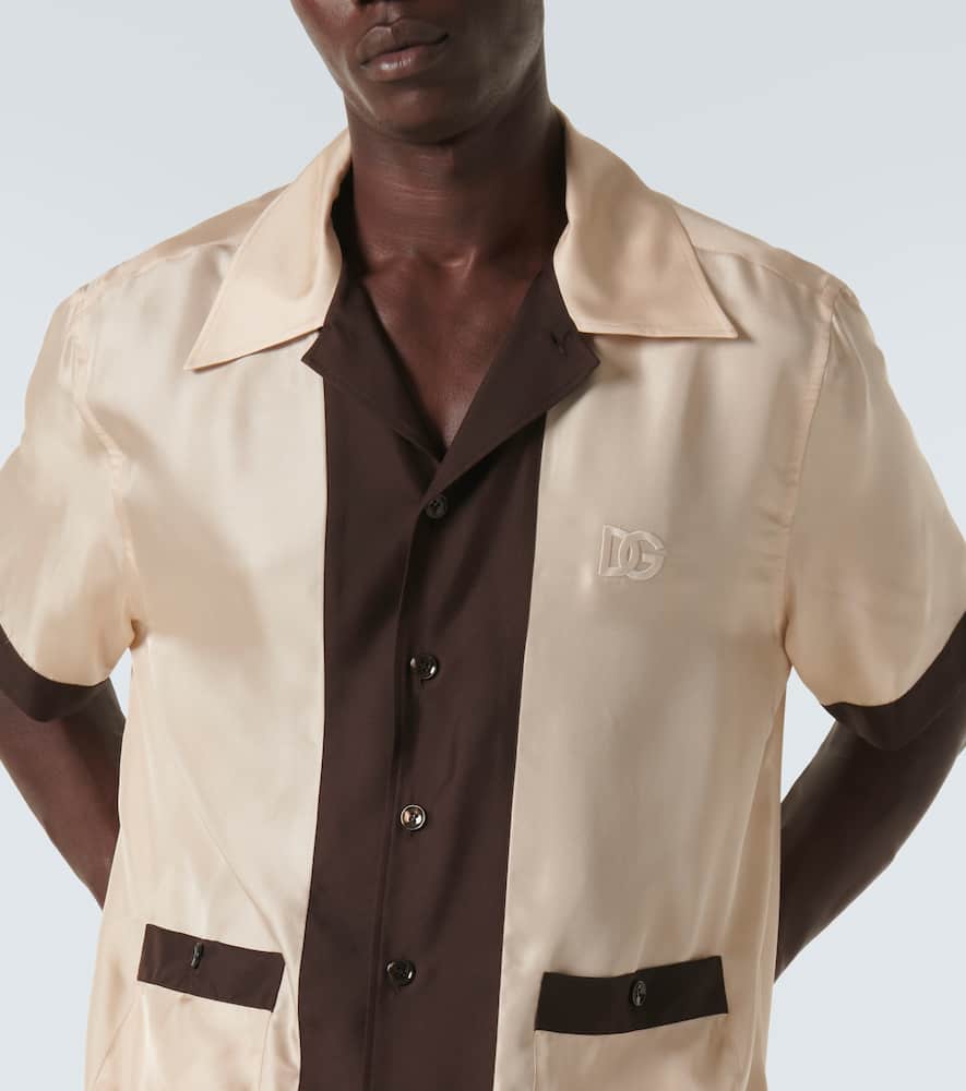 Logo silk twill bowling shirt