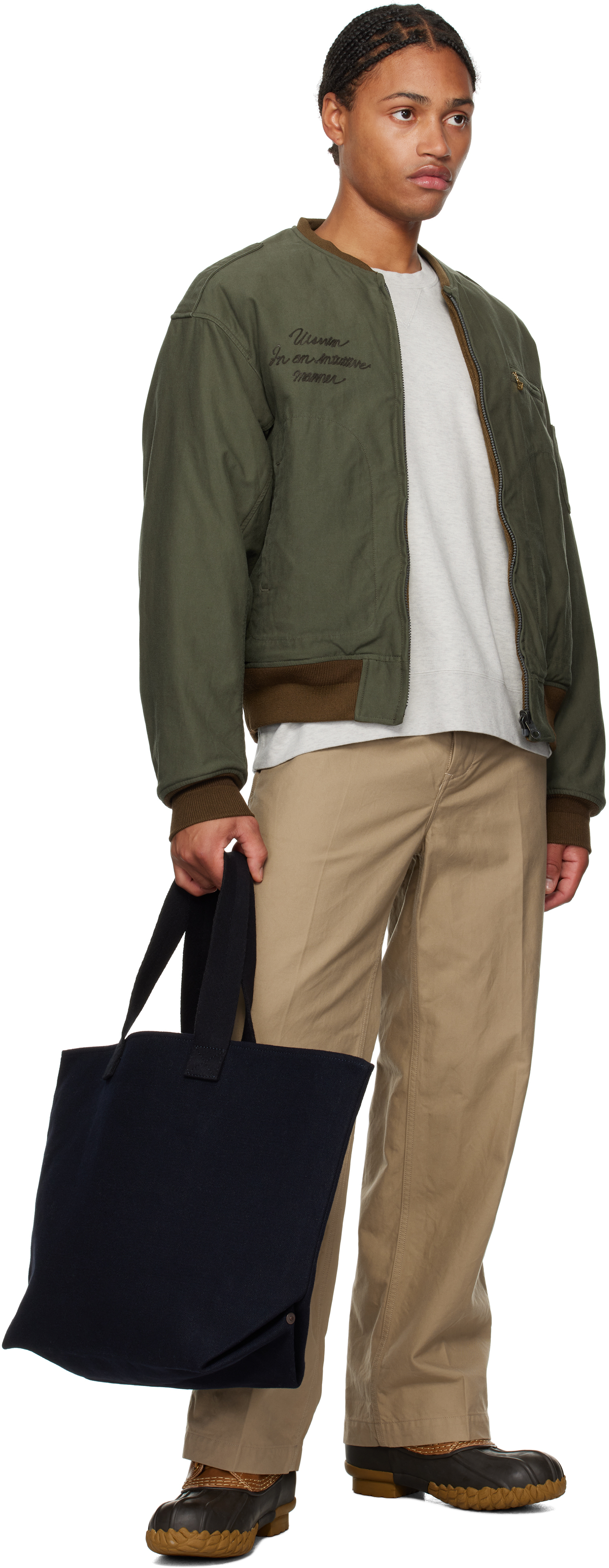 Visvim Khaki & Brown Gunner Acala Reversible Bomber Jacket