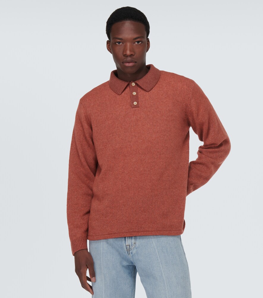 Cashmere and cotton polo top