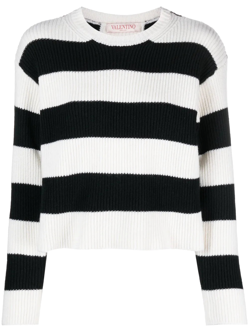 Striped Virgin Wool Sweater — Black