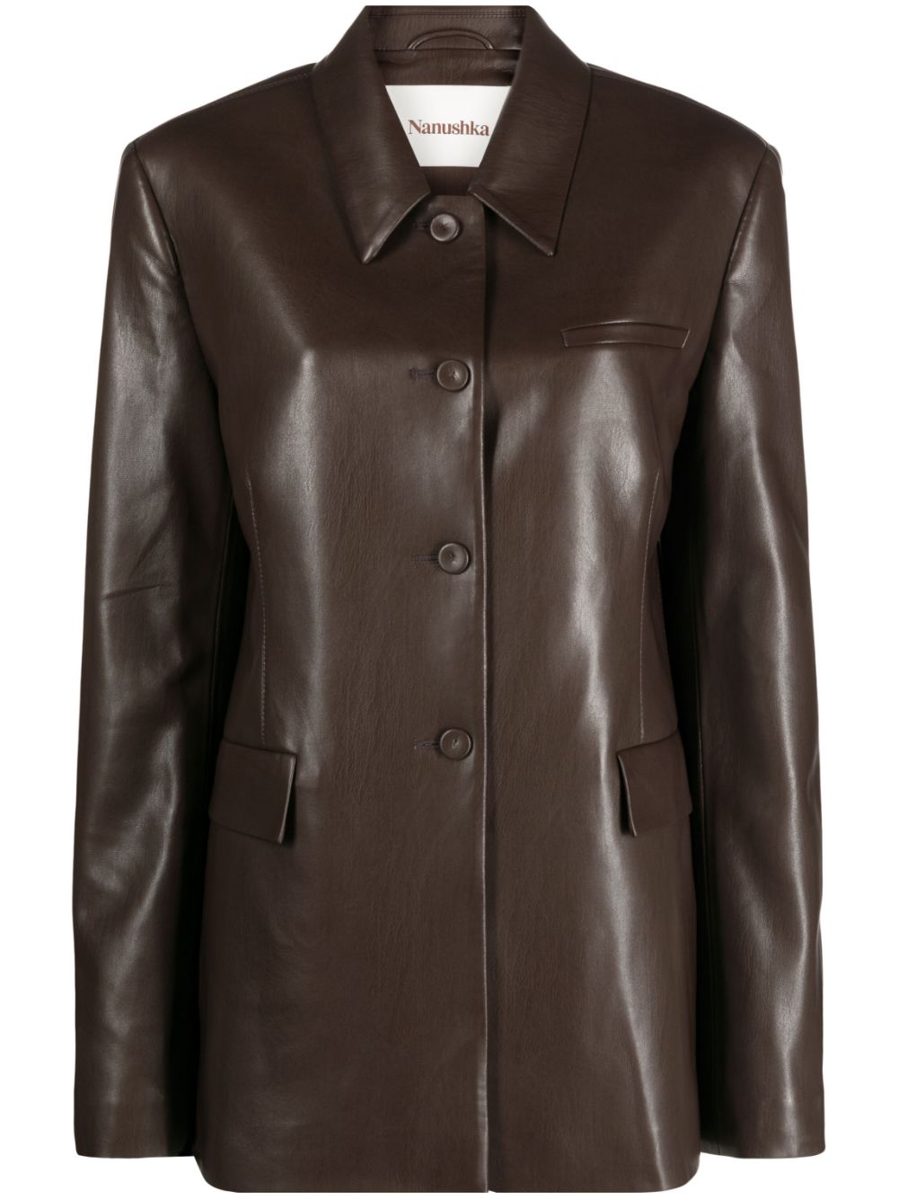 Hadasa faux-leather blazer - Brown