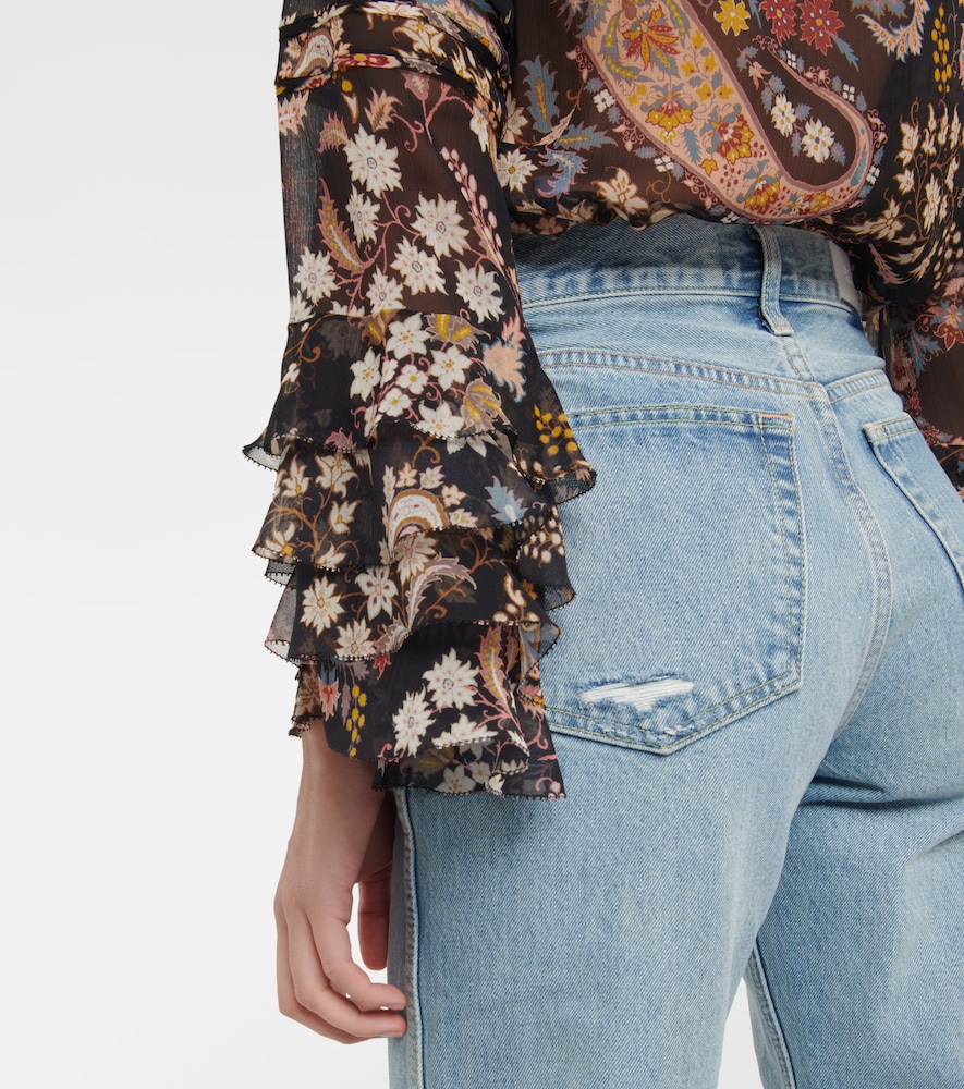 Mid-rise straight-leg jeans