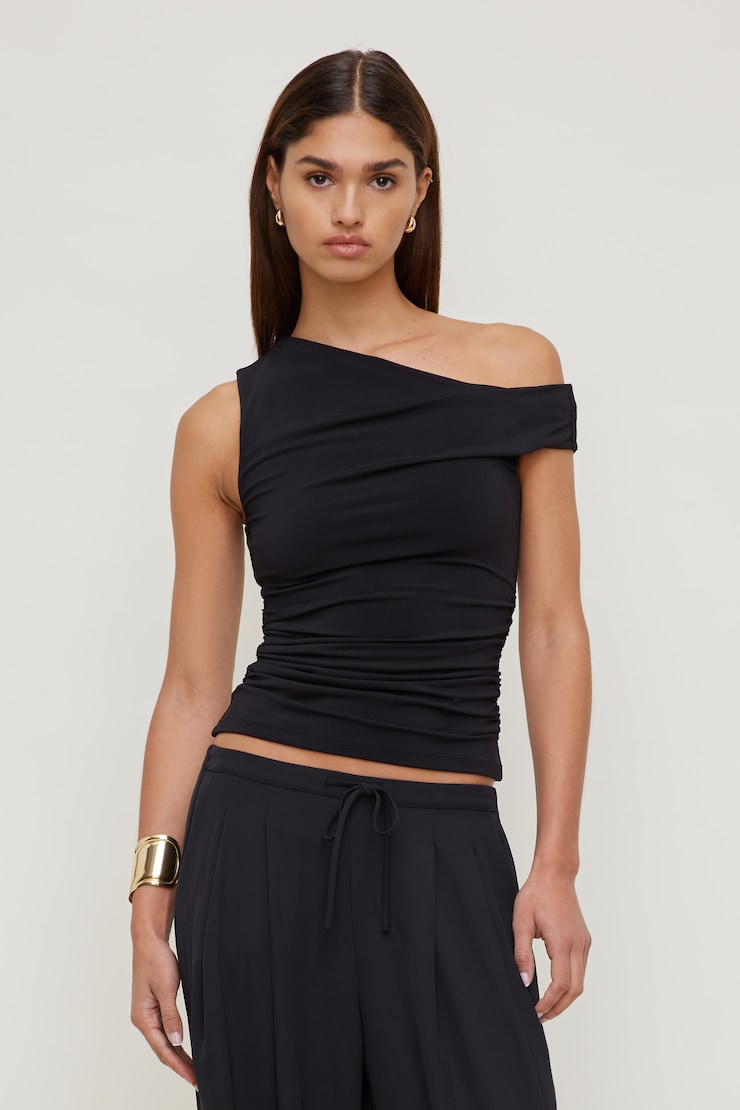 Sculpt Off Shoulder Top - Black - Women Clothing