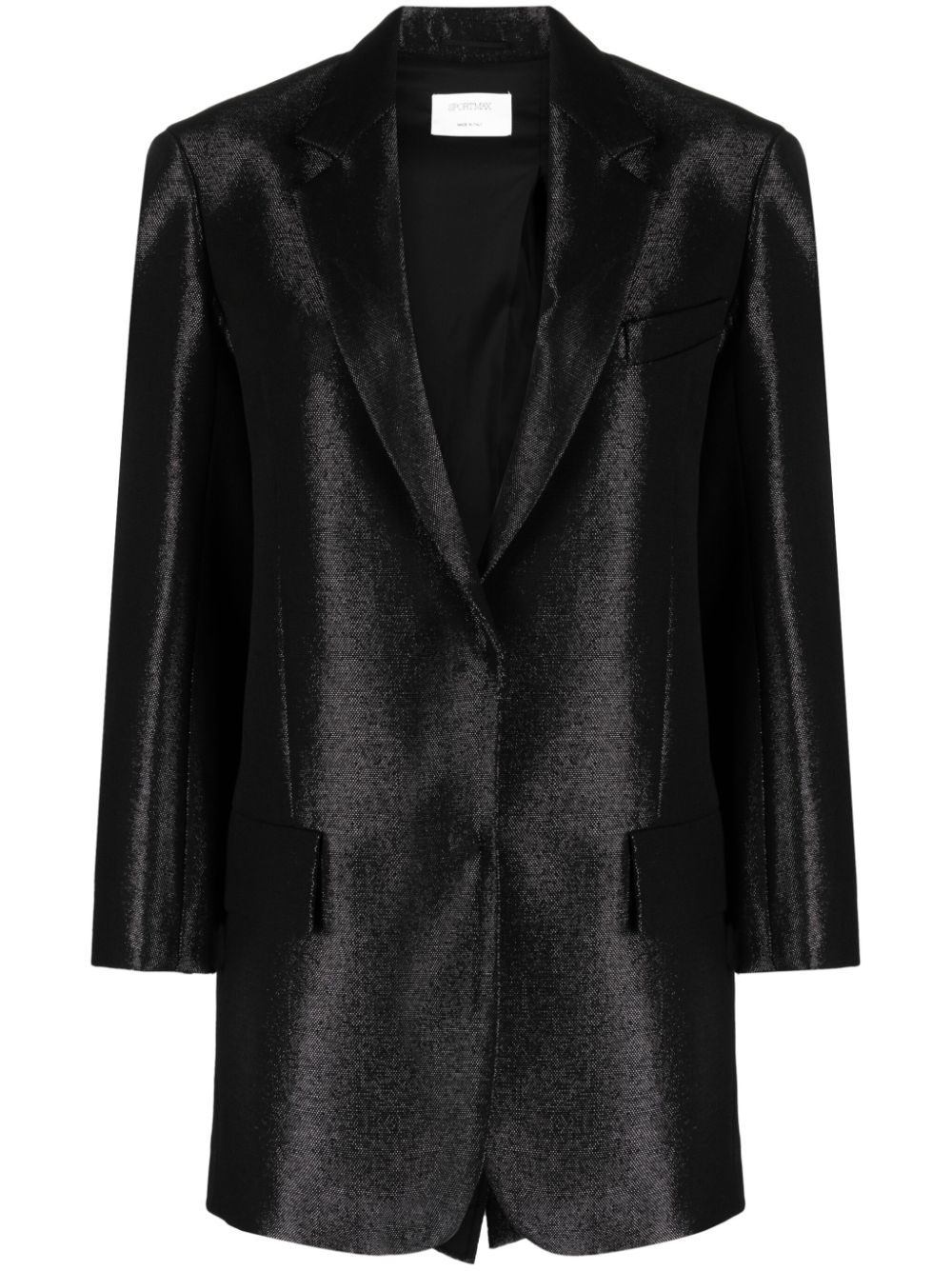 Single-breasted metallic-finish blazer - Black