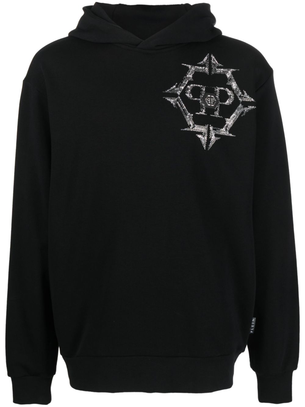 Chrome rhinestone-embellished hoodie - Black