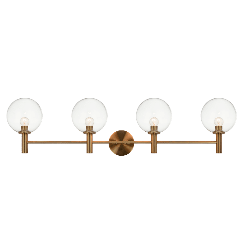 Aged Gold Brass Four Light Wall Sconce from the Cosmo Collection