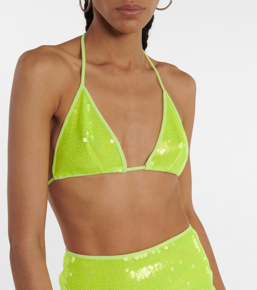 Sequined triangle bikini top