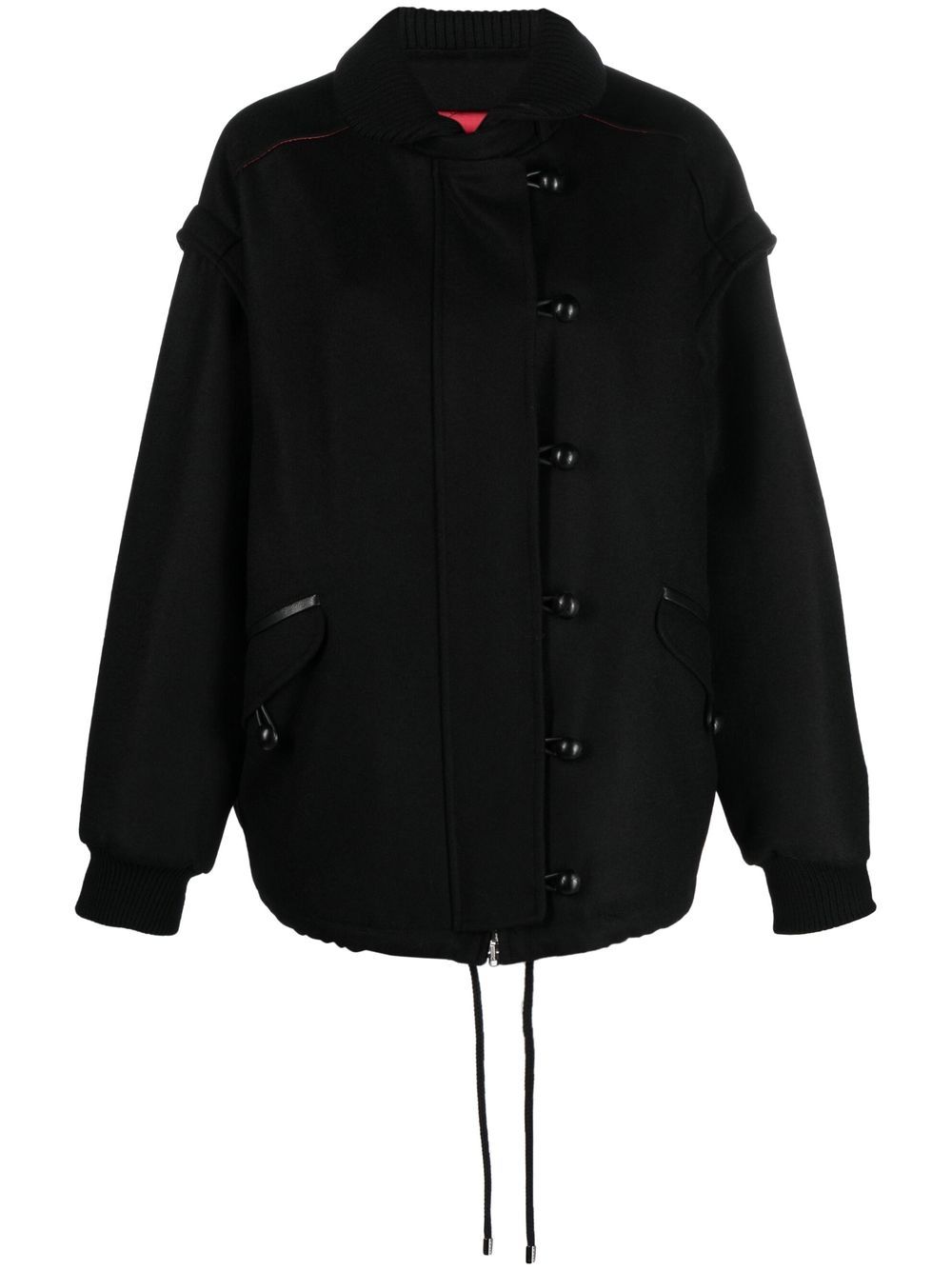 Button-fastening sleeveless jacket - Black