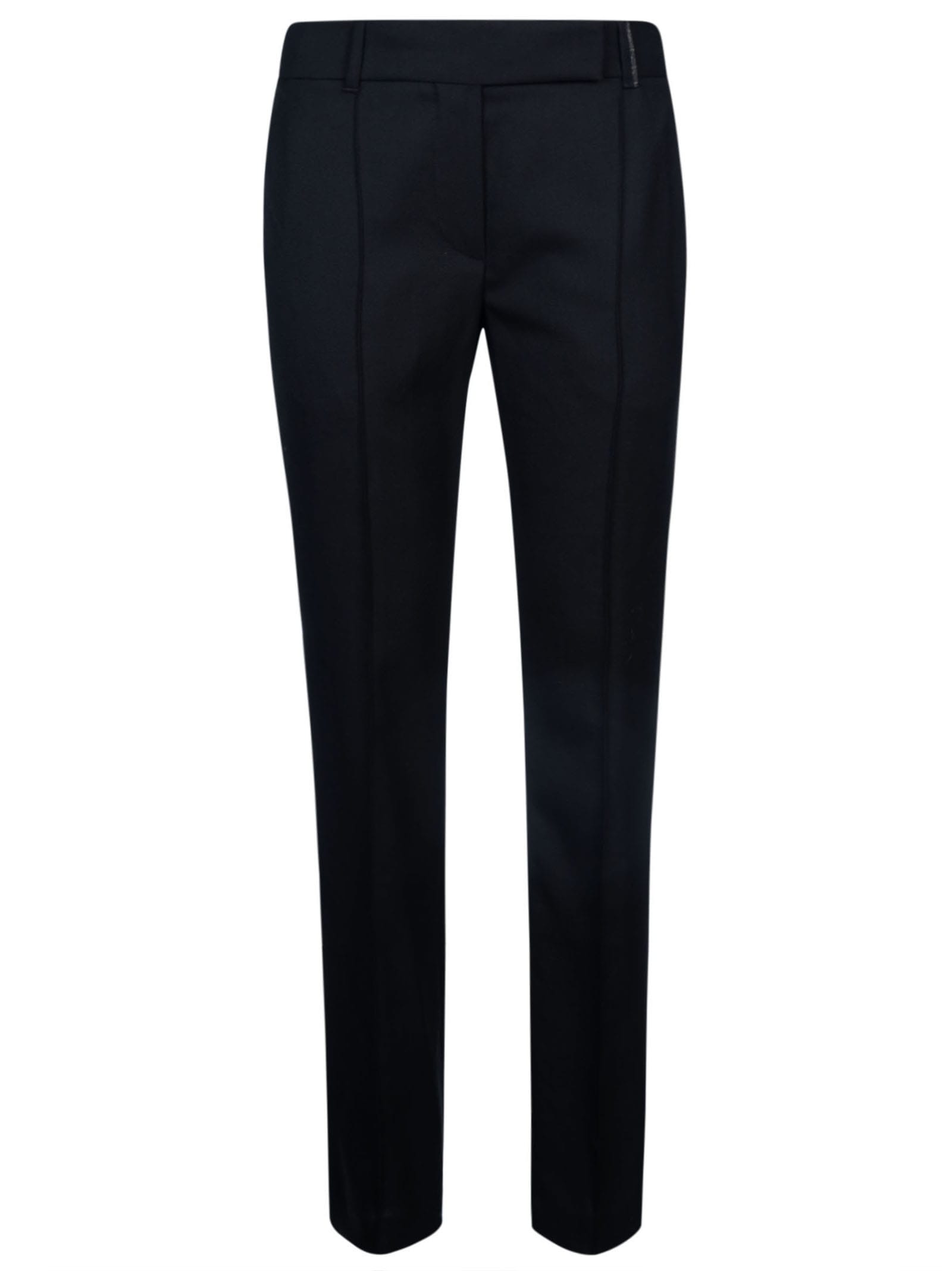 Monili-bead bootcut wool trousers - Black