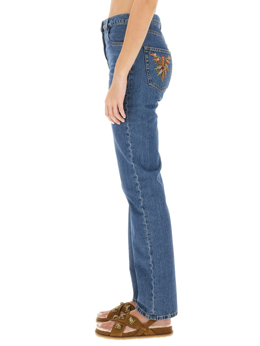 Jeans With Logo Embroidery