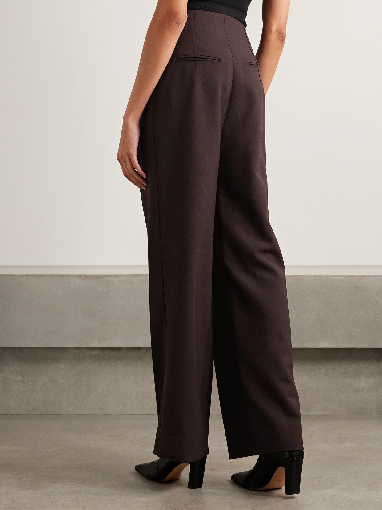 Annie Pleated Woven Wide-leg Pants - Purple