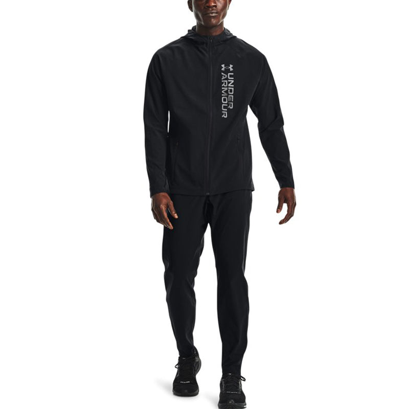 Men's Out The Storm waterproof Light Woven Running Sports Hooded Jacket Black