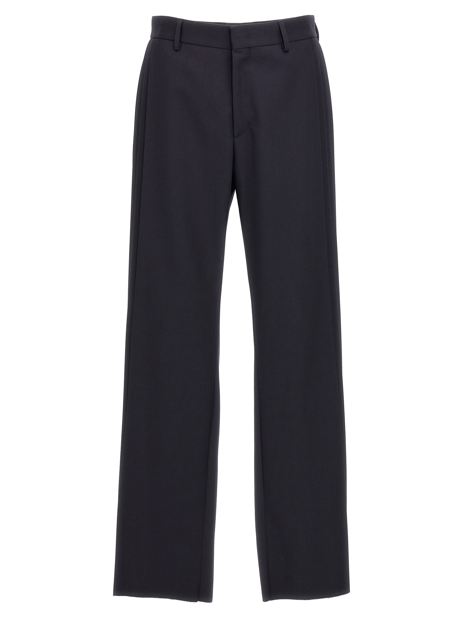 Wool Crêpe Blend Trousers — Blue