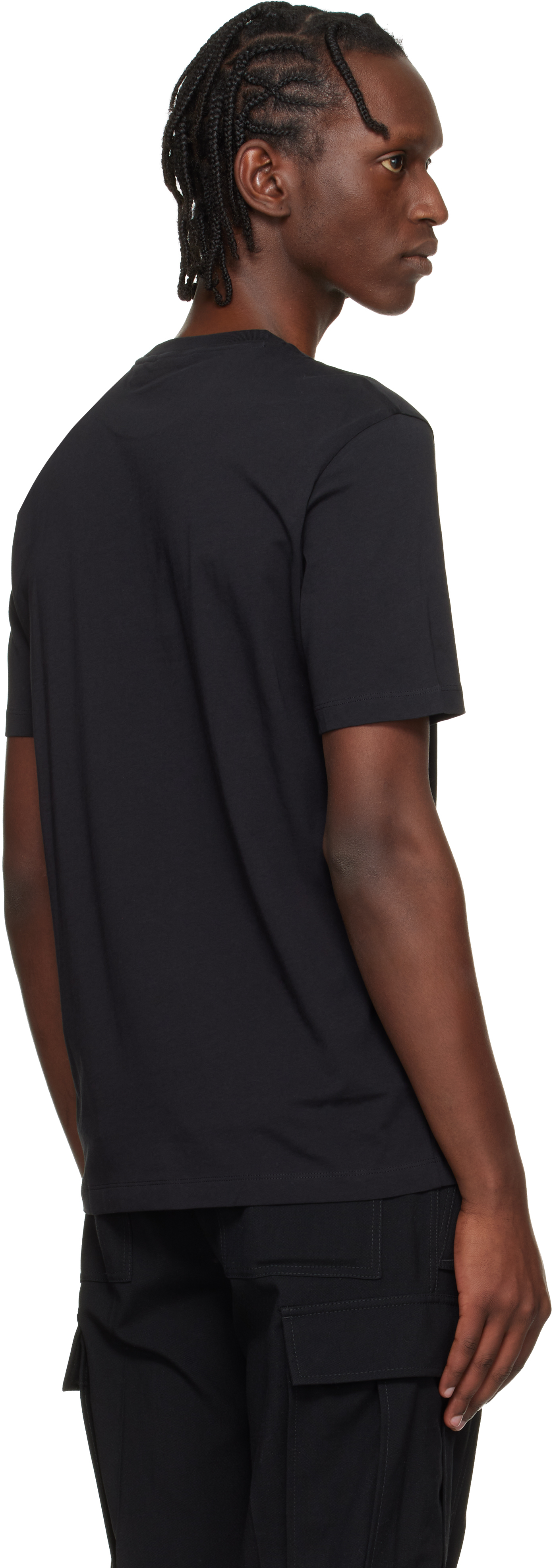 Black Logo Detail Cotton-Jersey T-shirt