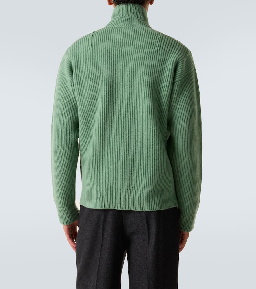 Wool zip-up cardigan