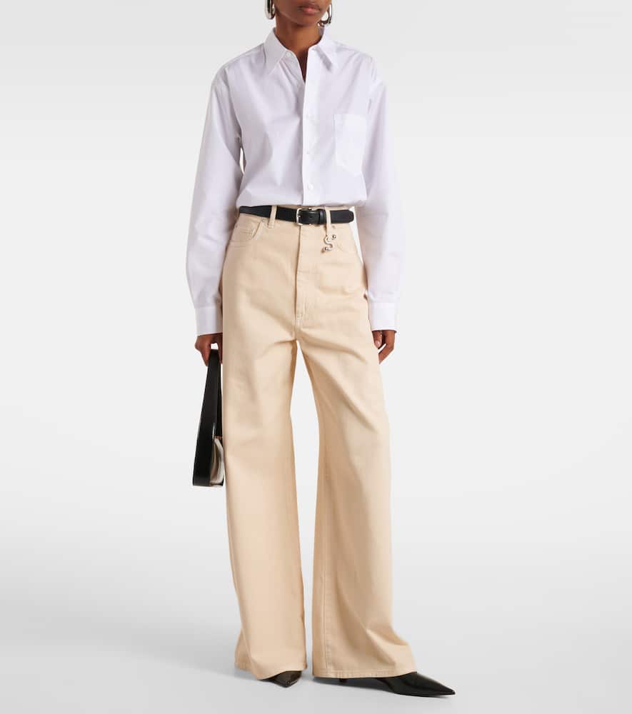 Siamese mid-rise denim wide-leg jeans