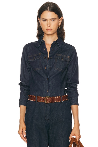 Dries Van Noten Cellie Shirt in Indigo - Blue. 36 also , 38