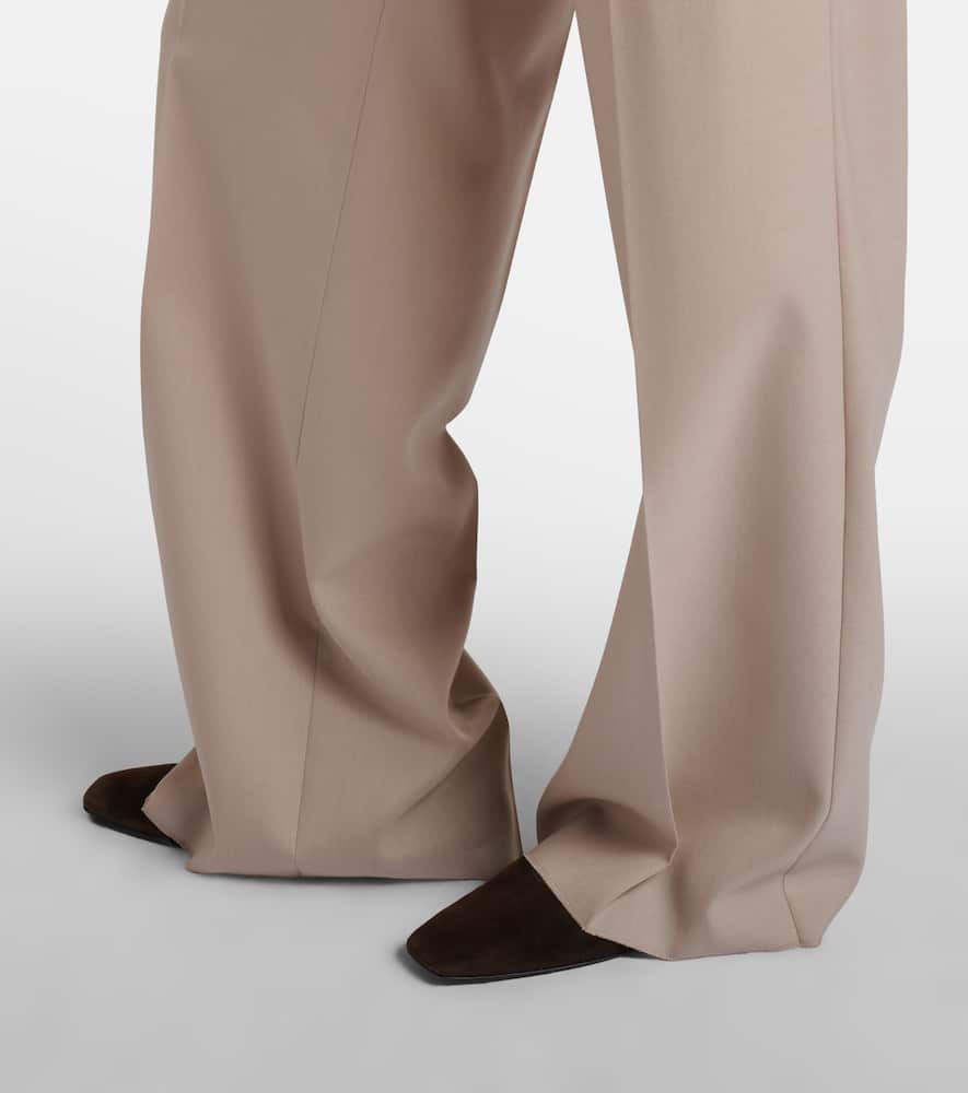 Wool, mohair, and silk wide-leg pants
