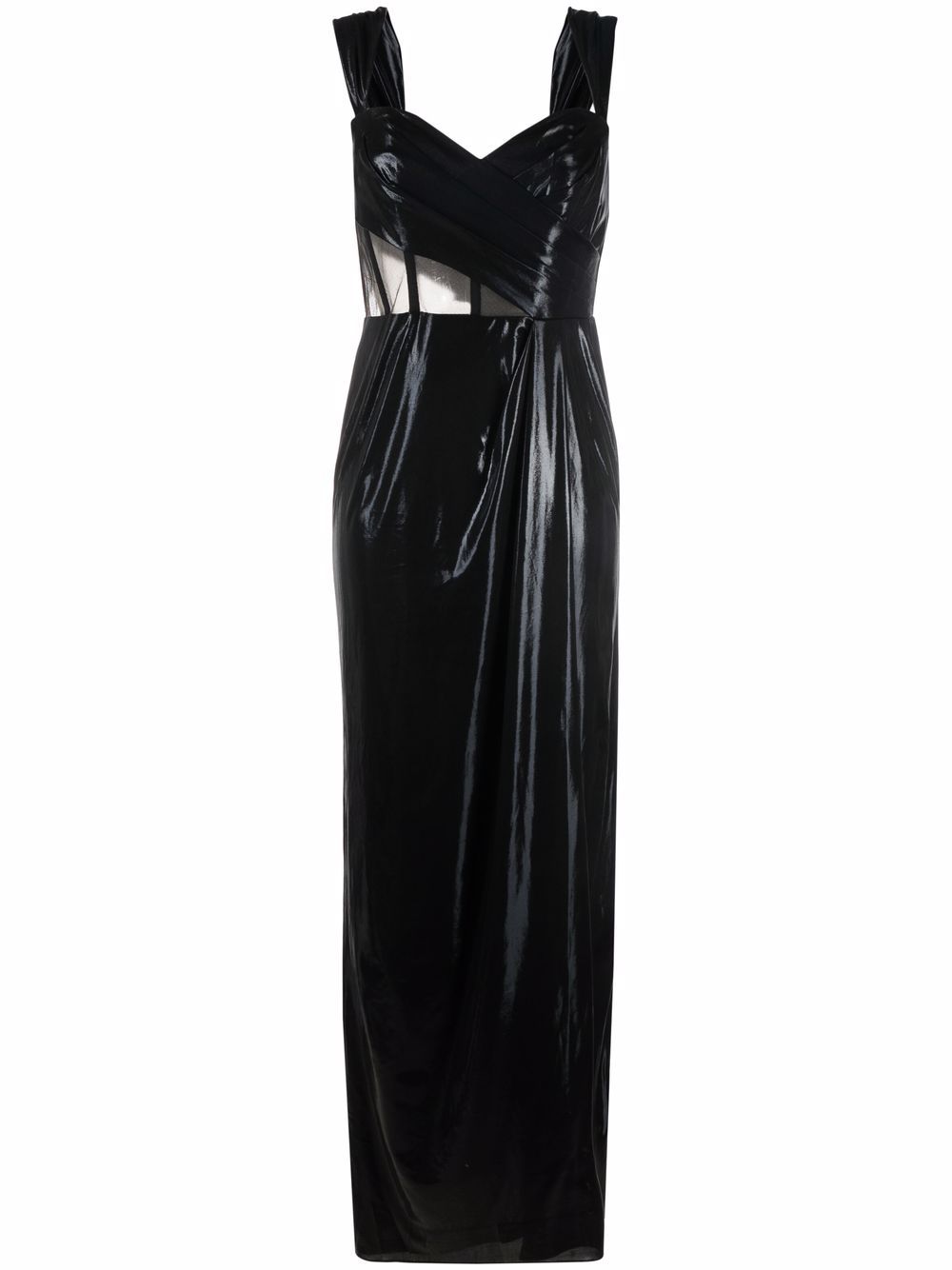 Sheer-panel sleeveless dress - Black