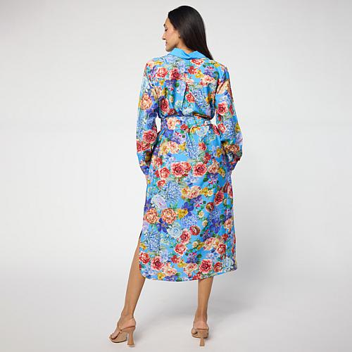 Black Label Printed Woven Shirt Dress - Blue