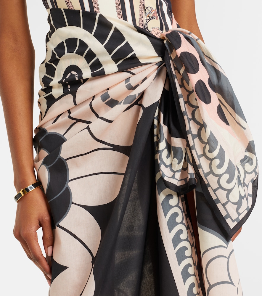 Printed cotton beach cover-up