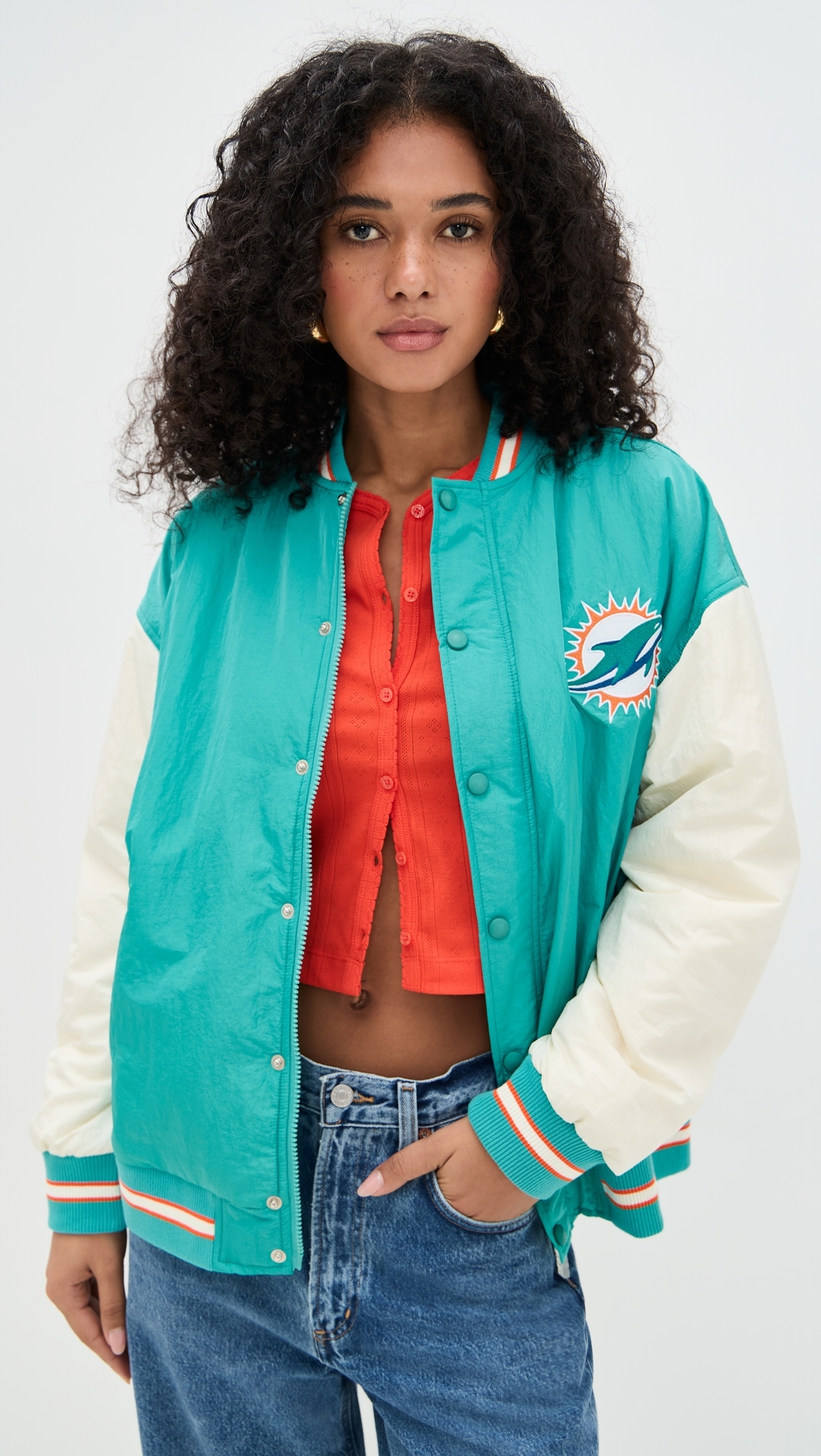 Dolphins Colorblock Bomber Jacket Dolphins Aqua/Sugar Swizzle