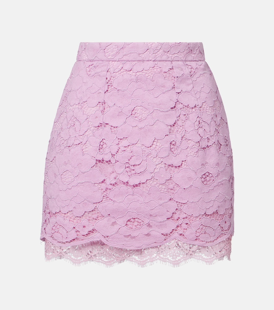 Cotton-blend lace miniskirt