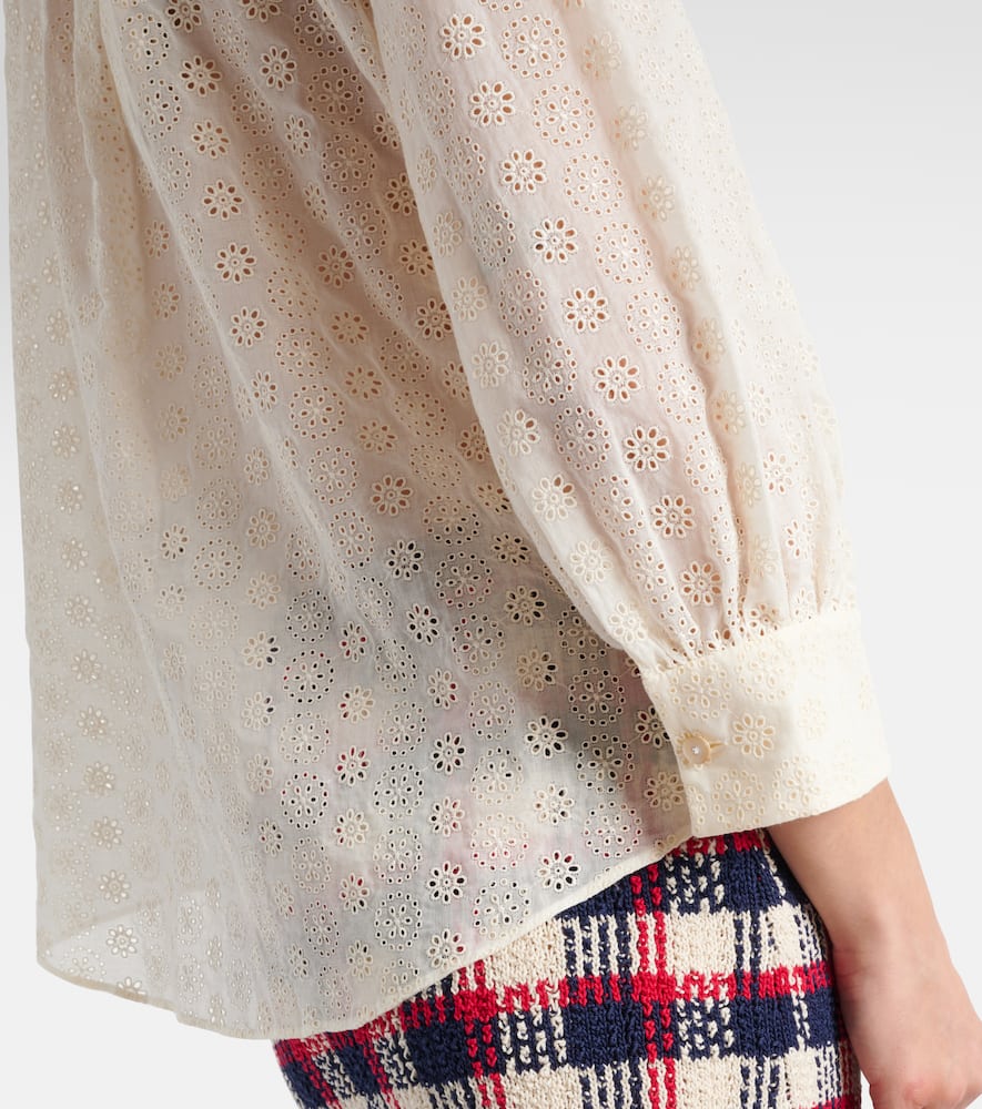 Broderie anglaise cotton poplin shirt