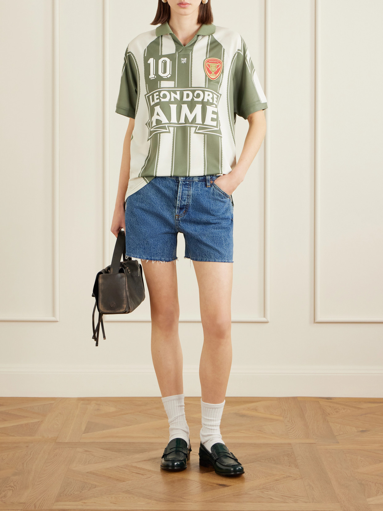 Logo-appliquéd Striped Jersey T-shirt - Green