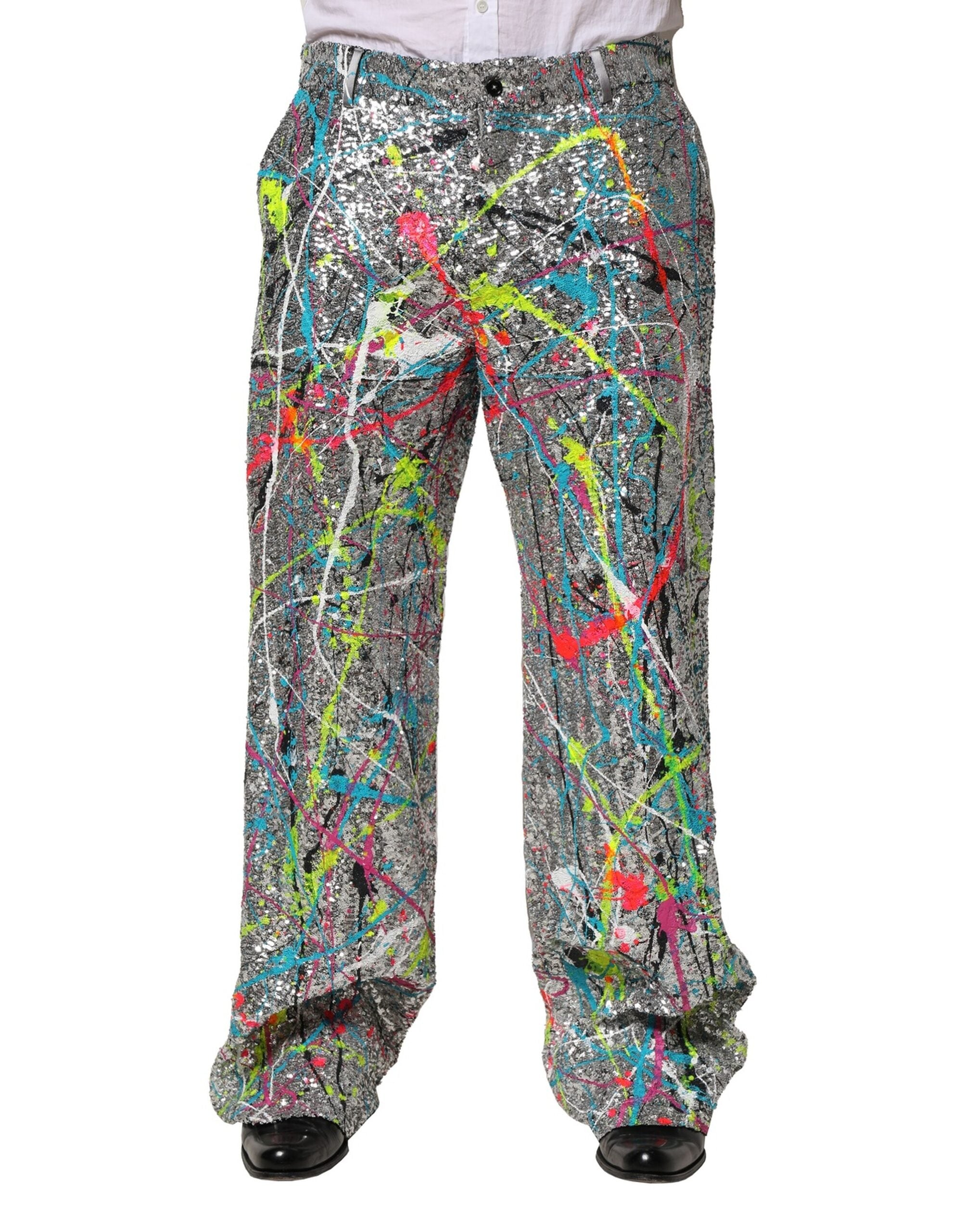 Multicolor Sequined Embellished Trousers — Multicolor