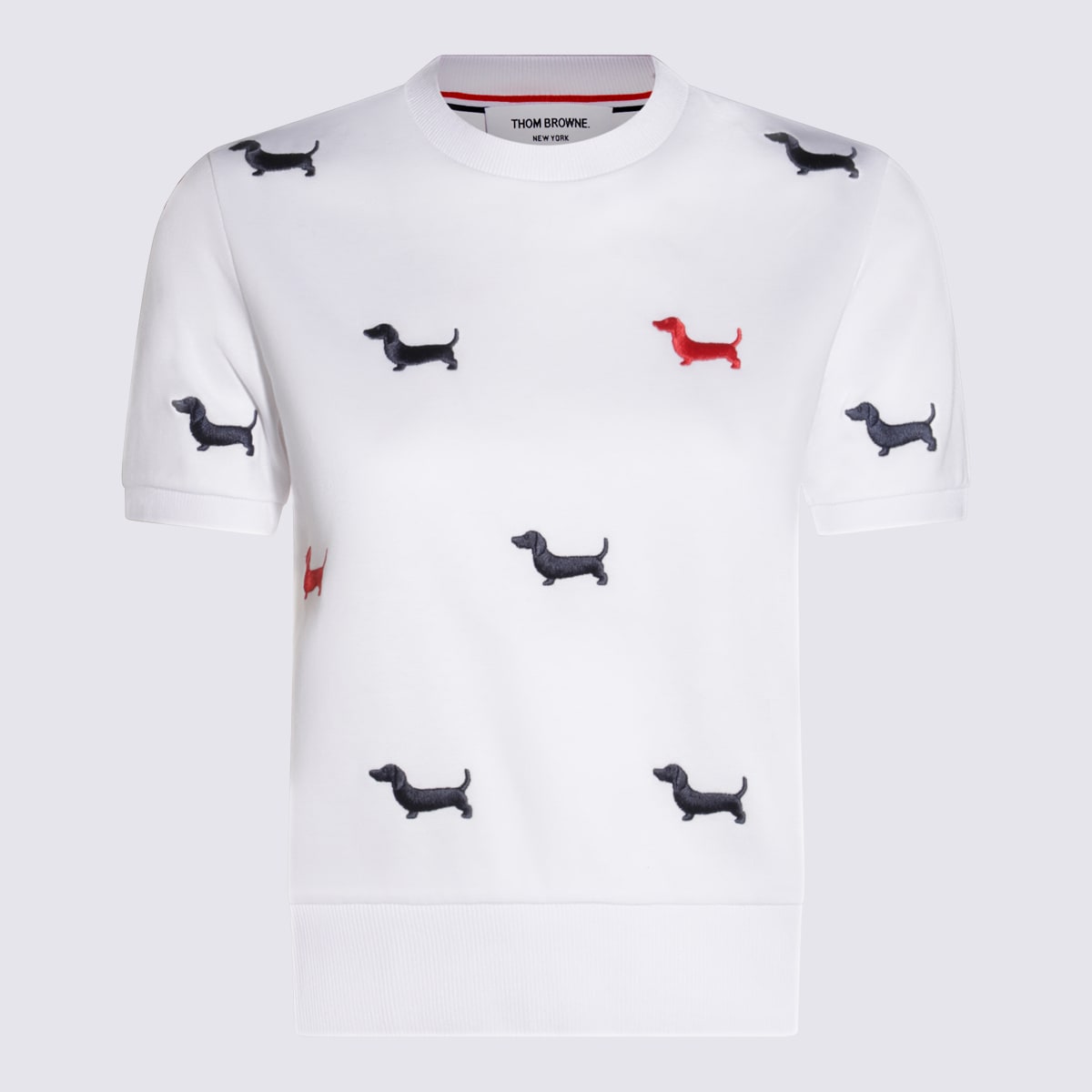 Embroidered-hector dog logo T-shirt - White