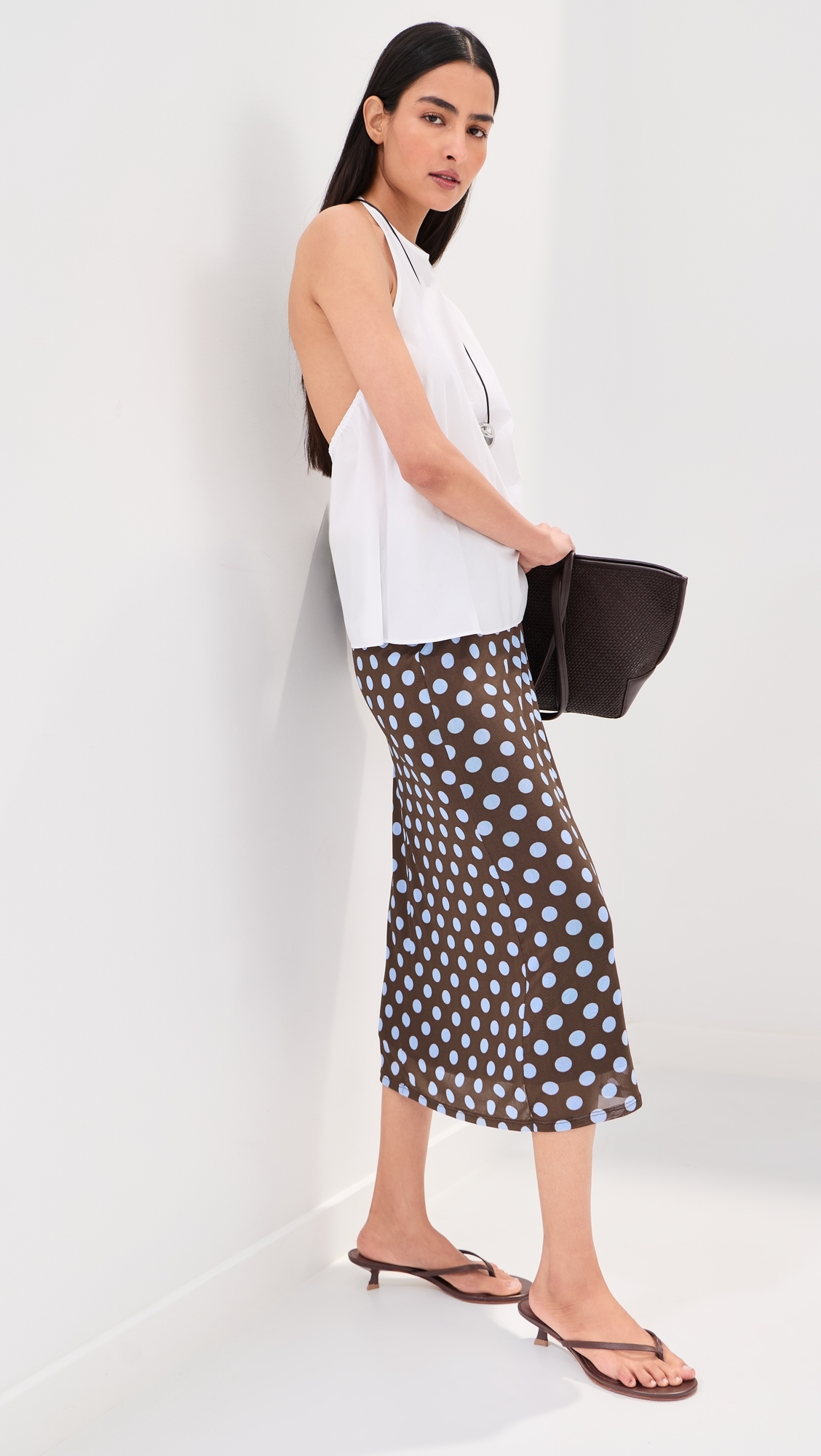 Emma Skirt Brown/Blue Polka Dot