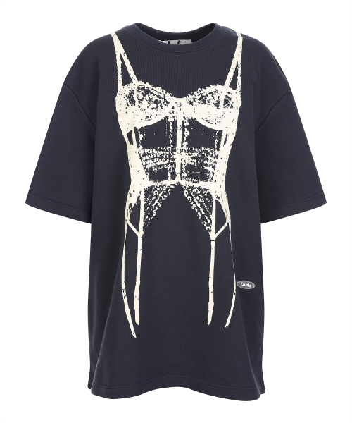 CORSET PRINTING OVERSIZED SWEAT SHIRT BLACK BQ4CH002