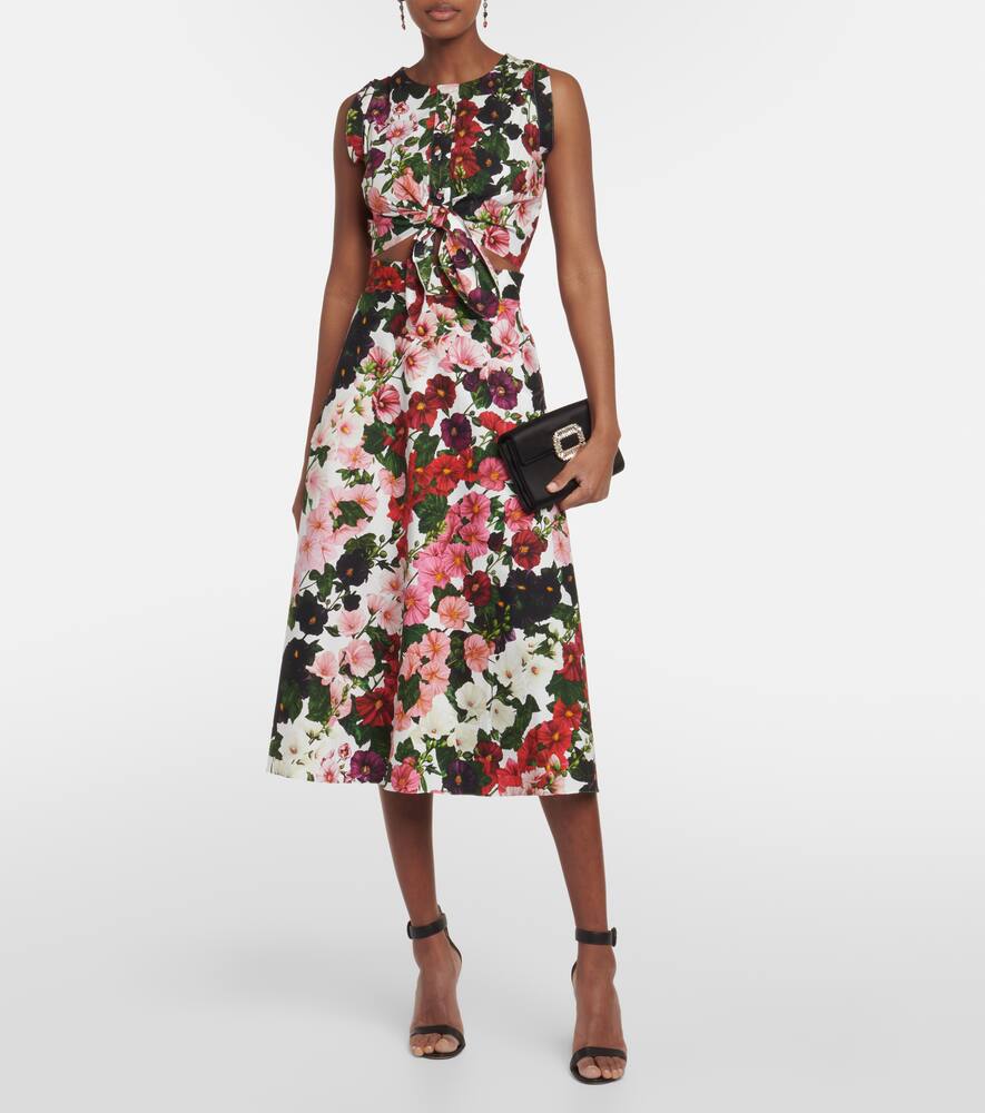 Floral cotton-blend midi dress