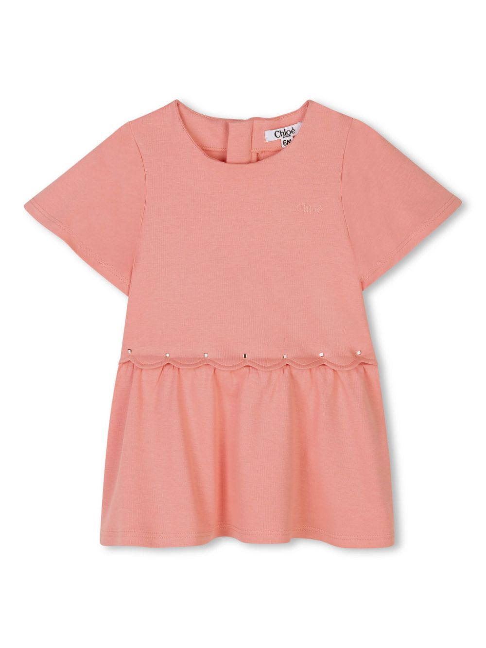Embroidered logo cotton dress - Pink