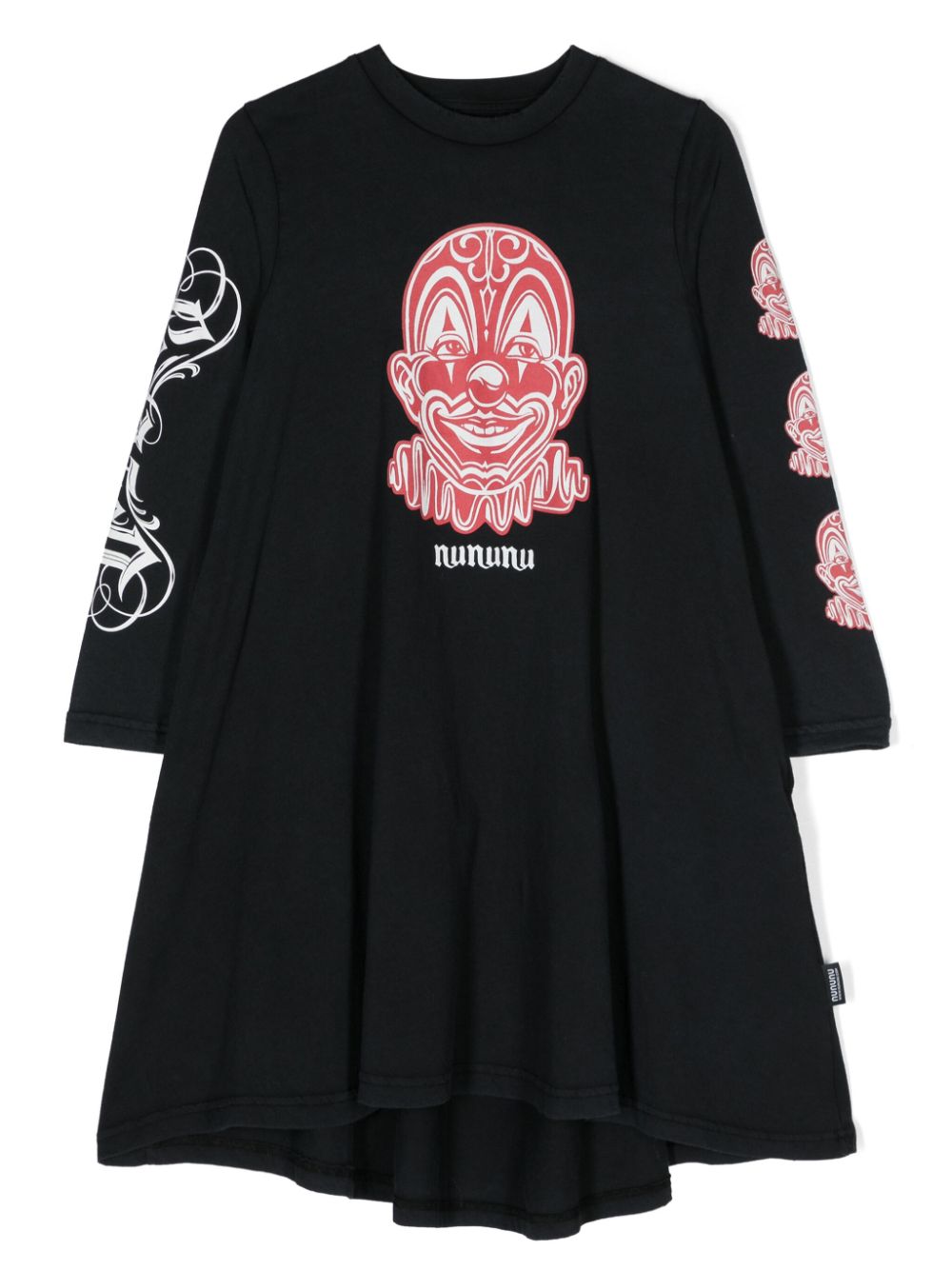 Clown-print cotton dress - Black
