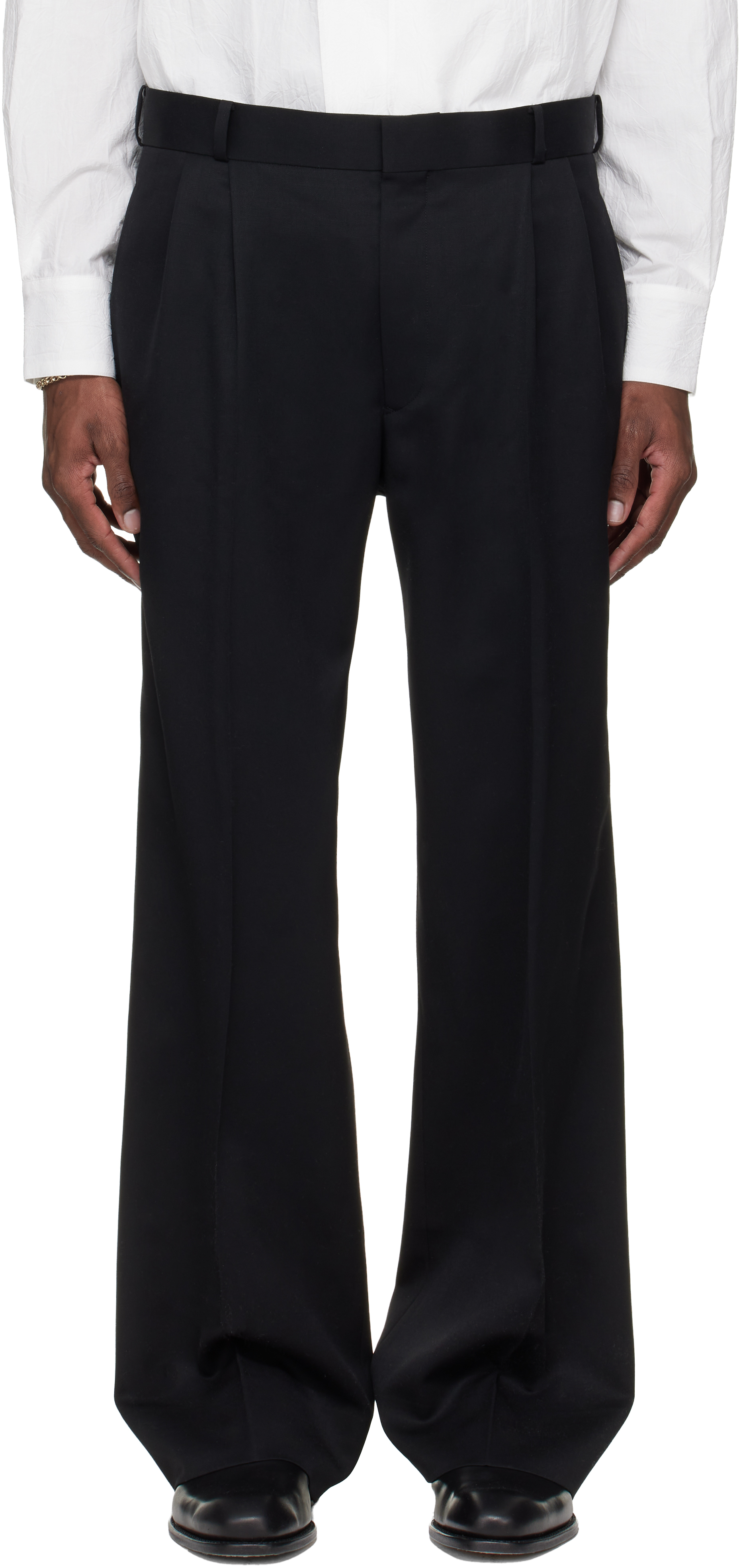 Black Pleated Tailored Trousers