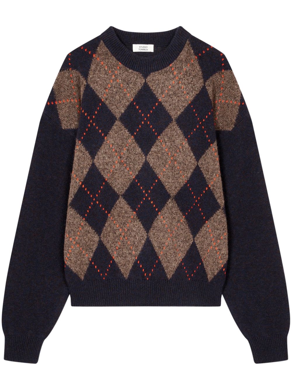 Argyle intarsia knit sweater - Blue