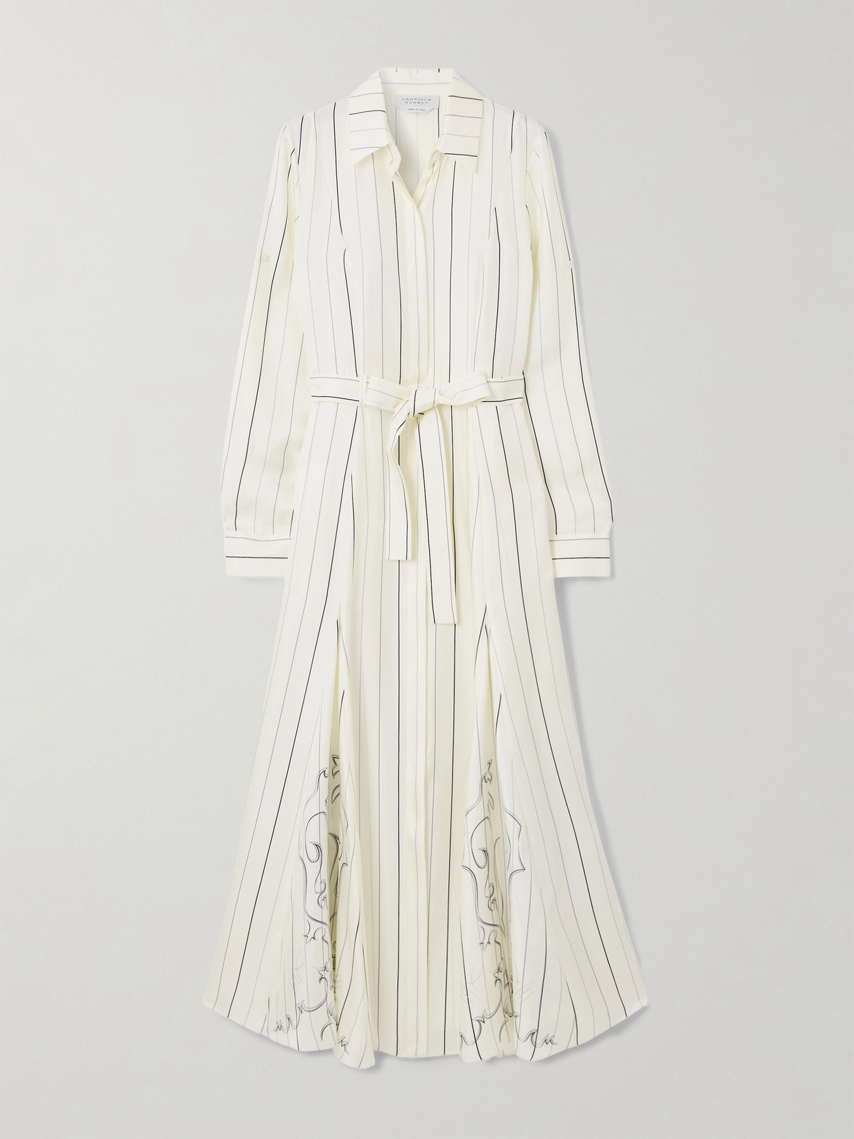 Galway Belted Striped Silk-twill Midi Shirt Dress - Ivory