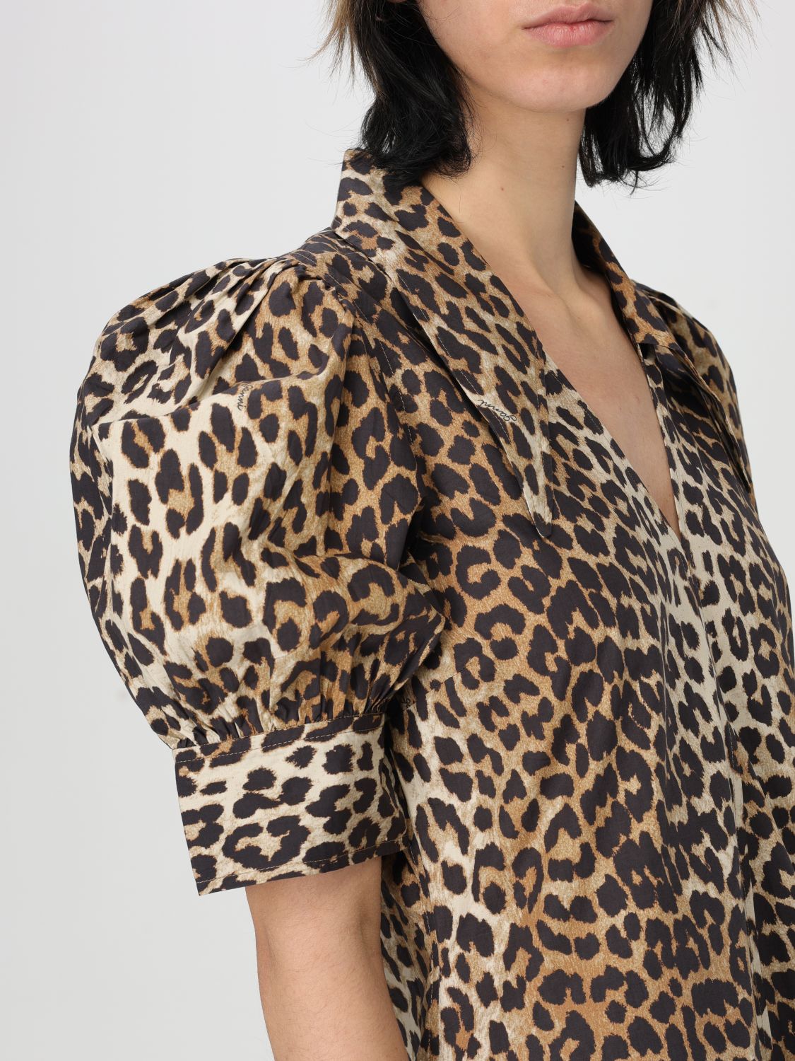 Leopard-print flared maxi dress - Brown