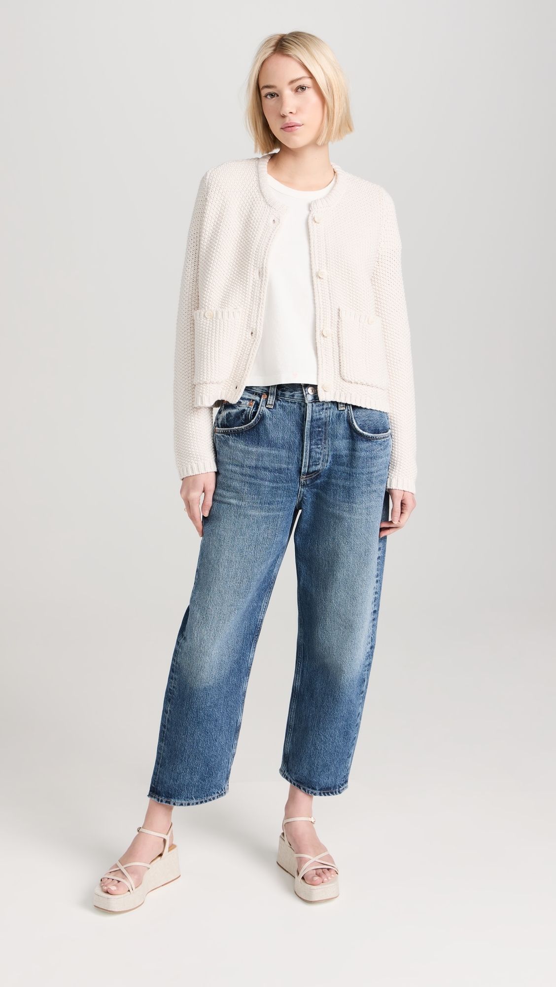 Andrea Cropped Cardigan Moonstone