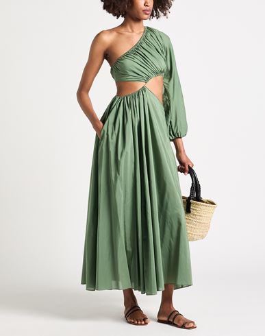 Woman Maxi dress Military green Size 3 Organic cotton, Silk