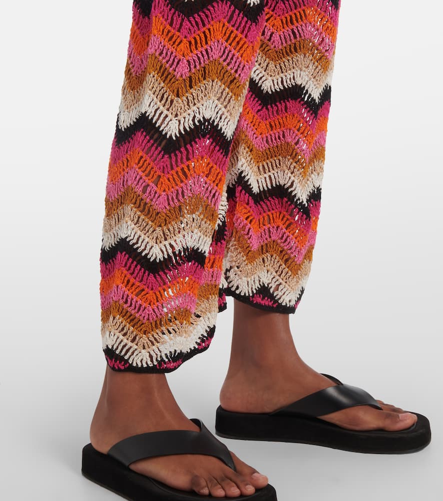 Cotton crochet wide-leg pants
